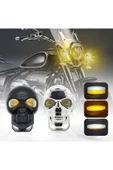 ASTRALED 1 Adet Gümüş Kuru Kafa Atv Utv Scooter Motosiklet LED Spot Far Sürüş Sis Gidon Lambası thumbnail 5
