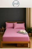 Vivesta Home 180x200 Çift Kişilik Pembe Lastikli Çarşaf Seti + 2 Adet 50x70 Yastık Kılıfı | Yumuşak Kumaş thumbnail 1