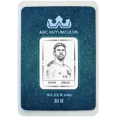 999 Ayar Gümüş ile Üretilmiş Tarihin En İyi Futbolcusu Lionel Messi Temalı Hediyeye Özel 10 Gram Gümüş Külçesi-746 thumbnail 1