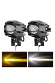 ASTRALED 1 Adet Motosiklet Atv Utv Scooter Offroad Beyaz Sarı Çift Renk Lazer Sis Farı Delici 12-80 Volt thumbnail 2