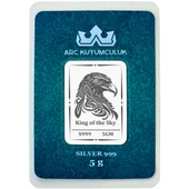 Kartal Temalı 999 Ayar Gümüş ile Tasarlanmış Hediyeye Özel 5 Gram Gümüş Külçesi-749 thumbnail 1