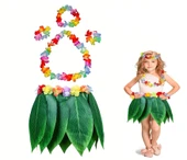 Çocuk Hawaii Kostüm Seti - Yaprak Etek & Hawaii Set - 5 Parça thumbnail 2