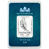 Kuş Kanadı Temalı 999 Ayar Gümüş ile Tasarlanmış Hediyeye Özel 5 Gram Gümüş Külçesi-751 thumbnail 1