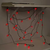 5m 28 LED Mini Top Işık Kırmızı - Fişli, Siyah Kablo thumbnail 5