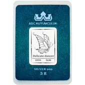 Kelebek Temalı Hediyeye Özel 5 Gram 999 Ayar Gümüş ile Tasarlanmış Gümüş Külçesi-752 thumbnail 1