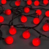 5m 28 LED Mini Top Işık Kırmızı - Fişli, Siyah Kablo thumbnail 4