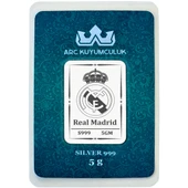 Real Madrid Temalı 999 Ayar Gümüş ile Tasarlanmış Hediyeye Özel 5 Gram Gümüş Külçesi-757 thumbnail 1