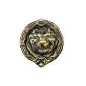 Antika Tarz Dekoratif Pirinç Aslan Kapı Tokmağı, Taktak - 185 mm, Antik thumbnail 1