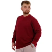 Büyük Beden Erkek Sweat Bıs Yaka U24174  Bordo thumbnail 3