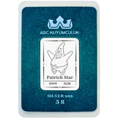 Patrick Temalı 999 Ayar Gümüş ile Tasarlanmış Hediyeye Özel 5 Gram Gümüş Külçesi-755 thumbnail 1