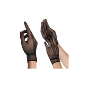 Siyah Renk Likralı File Eldiven Parmaklı Örgü Eldiven Yetişkin Boy thumbnail 2