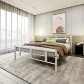 Lotus Çift Kişilik 140x190 Cm Metal Karyola A Kalite, Ses Çıkarmaz ,ölçülü Model Karyola Beyaz 1634a thumbnail 3