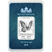 999 Ayar Gümüş ile Üretilmiş Kelebek Temalı Hediyeye Özel 10 Gram Gümüş Külçesi-754 thumbnail 1