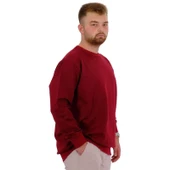 Büyük Beden Erkek Sweat Bıs Yaka U24174  Bordo thumbnail 2