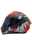 AXXIS DRAKEN S TROOPER E5 MAT KIRMIZI  DESENLİ MOTOSİKLET KASKI ÇİFT VİZÖRLÜ thumbnail 2