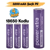 (4 Adet) 3200mAh Şarjlı Pil PX18650 Batarya 3.6V Li-Ion Uzun Ömürlü Yüksek Kapasite Şarj Edilebilir thumbnail 2