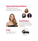 Yui KB3038 Afro Dalga 9 MM Seramik Plaka Katlanabilir Kıvırcık Saç Şekillendirici Maşa Siyah thumbnail 4