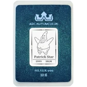 Hediyeye Özel 10 Gram Patrick Temalı 999 Ayar Gümüş ile Üretilmiş Gümüş Külçesi-755 thumbnail 1