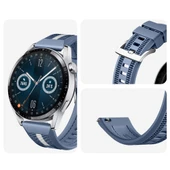 Huawei Watch GT3 Pro GT3 GT2 46mm SportStripe Örgü Desen Metal Tokalı Silikon Akıllı Saat Kordonu  Mavi thumbnail 3