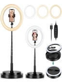 RGB Led Halka Işık 168CM Teleskopik Tripodlu, 160 LED, Telefon Tutucu, Katlanabilir Ring Light thumbnail 1