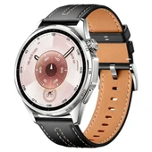 Sneezy Huawei Watch GT6 46mm İle Uyumlu Dikiş Desenli Deri Metal Tokalı Akıllı Saat Kordonu  Siyah thumbnail 1