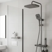 Piyano Robot Duş Seti Tuşlu Tam Takım Antrasit Lüks Yağmurlama Fonksiyonlu El Duşu Başlıklı Sistemi thumbnail 3