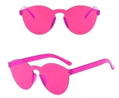 Sert Mika Oval Şekilli Çerçevesiz Fuşya Gözlük Retro Parti 5x14 cm thumbnail 2