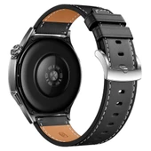 Sneezy Huawei Watch GT6 46mm İle Uyumlu Dikiş Desenli Deri Metal Tokalı Akıllı Saat Kordonu  Siyah thumbnail 2