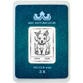Minik Köpek Temalı 999 Ayar Gümüş ile Tasarlanmış Hediyeye Özel 5 Gram Gümüş Külçesi-762 thumbnail 1
