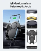 UGREEN Magsafe 15W Kablosuz Araç İçi Hızlı Şarj Cihazı, Otomatik Sensörlü Tutucu, Siyah, 40118 thumbnail 4