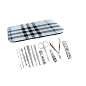 Lüks 12 Parça Paslanmaz Çelik Manikür ve Pedikür Seti Seyahat Boy Deri Çanta thumbnail 4