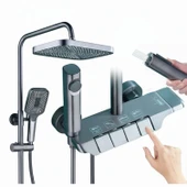 Piyano Robot Duş Seti Tuşlu Tam Takım Antrasit Lüks Yağmurlama Fonksiyonlu El Duşu Başlıklı Sistemi thumbnail 6