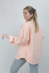 İki Cepli (Standart) Oversize Kot Ceket 6075 Somon - 2