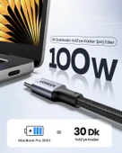 UGREEN USB-C 100W 5A QC PD Örgülü Hızlı Şarj Kablosu, 1,5 Metre, Siyah, 70428 thumbnail 2