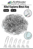 Metal Büyük Ataş 70 mm 50 Li 1 Paket Nikel Kaplama 55 Sayfa Kapasiteli Metal Ataş Ofis Okul Büro Dayanıklı Paslanmaz thumbnail 1