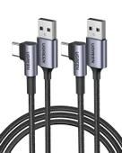 UGREEN USB-C to USB-A 3A QC 90 Derece Hızlı Şarj Kablosu, 1 Metre, Uzay Girişi, 50941 thumbnail 1