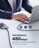 UGREEN USB-C 100W 5A QC PD Örgülü Hızlı Şarj Kablosu, 1,5 Metre, Siyah, 70428 thumbnail 4