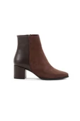 Kahve Rengi Süet Kısa Kalın Topuklu Kadın Bot Hudson thumbnail 5
