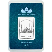 999 Ayar Gümüş ile Tasarlanmış Sultan Ahmet Camisi Temalı Hediyeye Özel 5 Gram Gümüş Külçesi-788 thumbnail 1