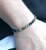 Doğal Taş Erkek Kaplangözü Oniks Hematit Doğal Taş Kolye Bileklik Set eus1kho thumbnail 3