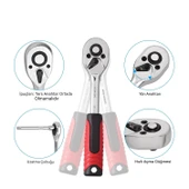 Lokma Seti 108 Parça 1/2'' 1/4'' Cr-V Çelik 6 Köşe Lokma Anahtar Takımı Profosyonel Tamir Seti thumbnail 4