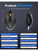 Alfalink SXS-W601 RGB 12800 DPI Siyah 7D Makrolu Kablusuz+BT Gaming Oyuncu Mouse thumbnail 6