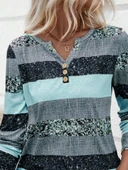 Lucky Life Kadın Uzun Kollu Yakadan Düğmeli çizgili Desenli Süprem Bluz thumbnail 1