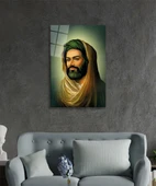 Hz. Ali Dini İslami Cam Tablo Ev ve Ofis Duvar Dekoru Hediyelik Büyük Tablo Dayanıklı Cam thumbnail 2
