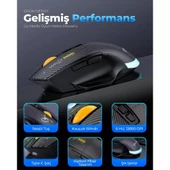 Alfalink SXS-W601 RGB 12800 DPI Siyah 7D Makrolu Kablusuz+BT Gaming Oyuncu Mouse thumbnail 2