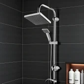 Klasik Kare Robot Duş Seti Tam Takım Parlak Krom Standart Yağmurlama Başlık Sabunluklu Duşu Sistemi thumbnail 3