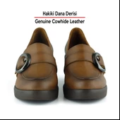 Erkan Saçmacı Madeline Taba Hakiki Dana Derisi Tokalı Yuvarlak Burun Dolgu Topuklu Günlük Ayakkabı thumbnail 4