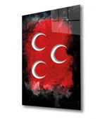 Üç Hilal Siyah Kırmızı Fonlu Cam Tablo thumbnail 3