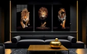 Aslan,kaplan,jaguar 3 Lü Set Cam Tablo thumbnail 1
