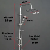 Kare Robot Tepe Duş Seti Takımı Yağmurlama Kare Banyo Duş Başlığı Sistemi Başlık Sabunluklu Duşu thumbnail 3